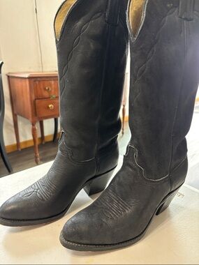 Abilene Boot Co. Black Leather Western Heeled Boots